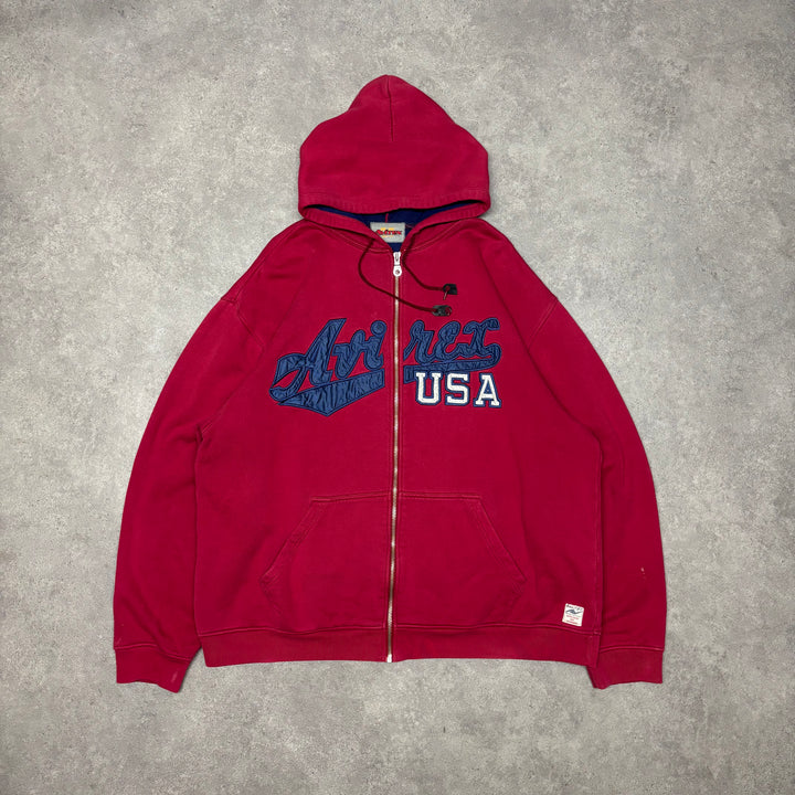 Vintage Avirex Red Full Zip Hoodie (XXL)