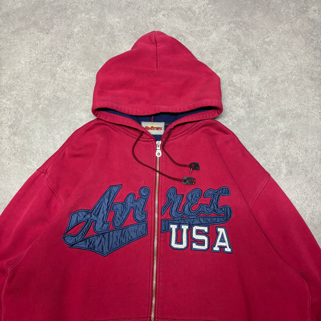 Vintage Avirex Red Full Zip Hoodie (XXL)