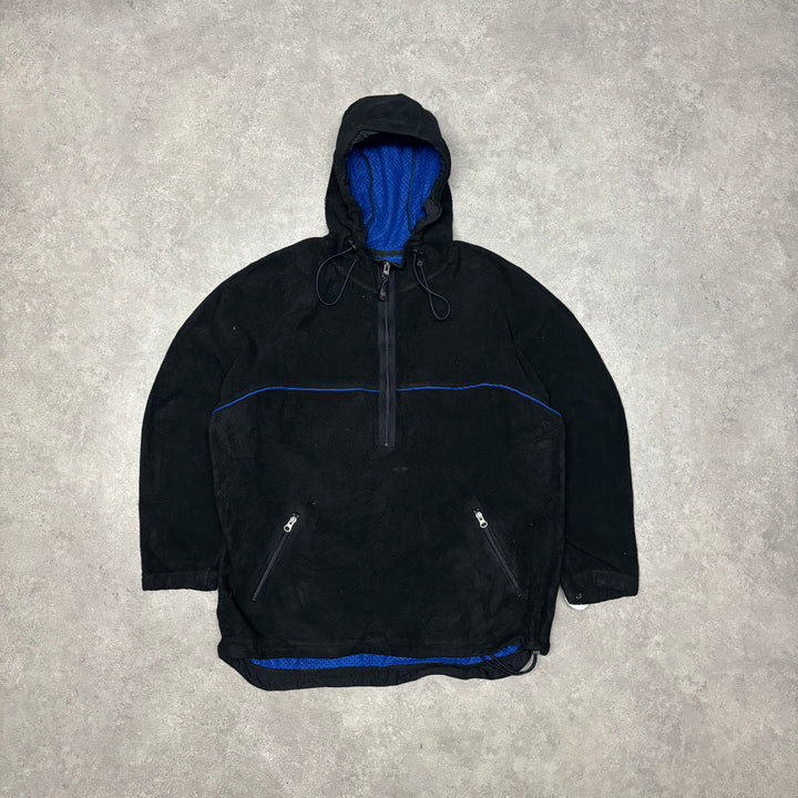 Vintage Gap Black Hooded Quarter Zip Fleece (M)