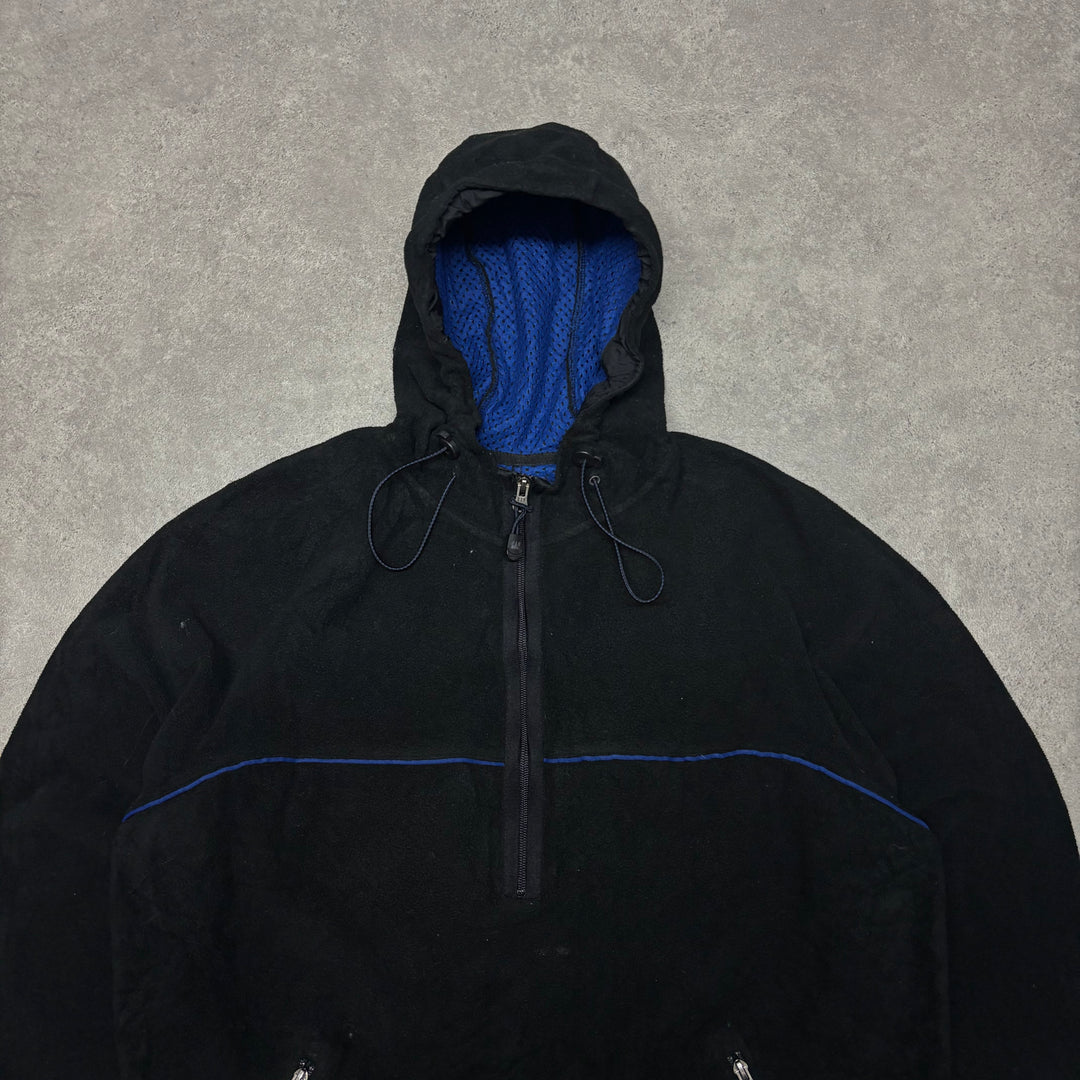 Vintage Gap Black Hooded Quarter Zip Fleece (M)