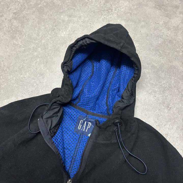 Vintage Gap Black Hooded Quarter Zip Fleece (M)