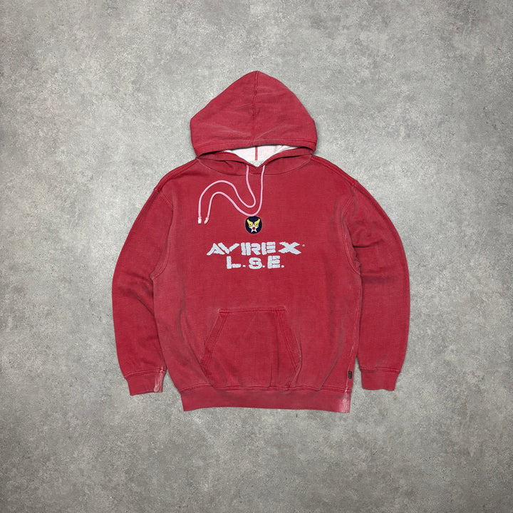 Vintage Avirex Sun Faded Red Pullover Hoodie (S)