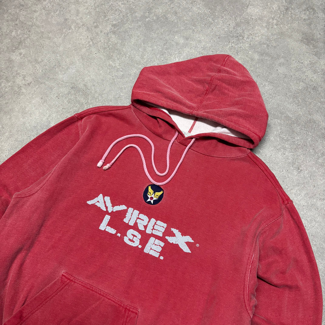 Vintage Avirex Sun Faded Red Pullover Hoodie (S)