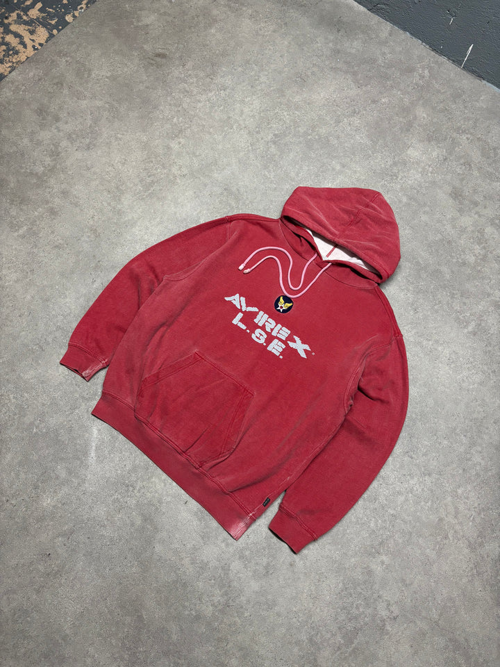 Vintage Avirex Sun Faded Red Pullover Hoodie (S)