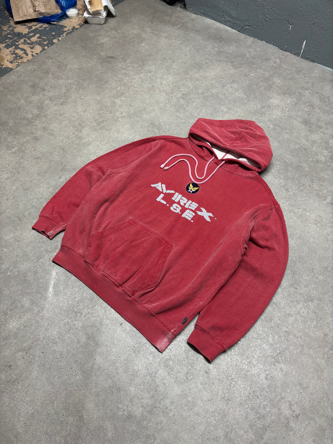 Vintage Avirex Sun Faded Red Pullover Hoodie (S)