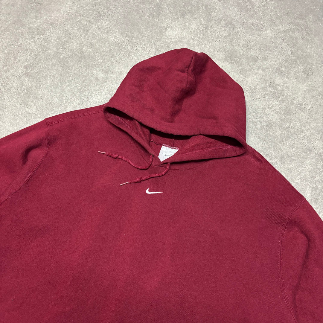 Vintage Nike Red Central Swoosh Pullover Hoodie (XXL)