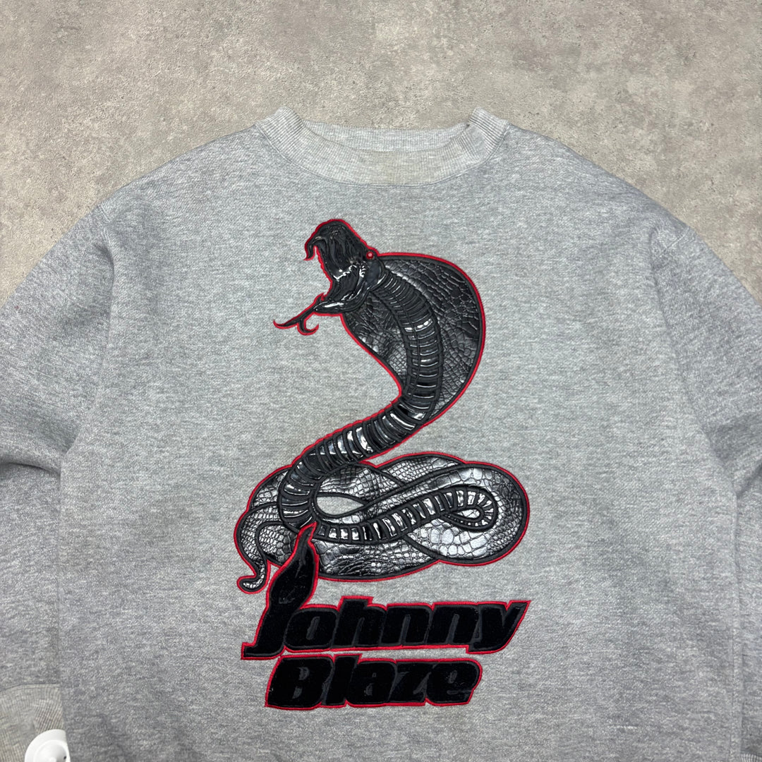 90's Vitnage Johnny Blaze Grey Graphic Sweatshirt (XL)