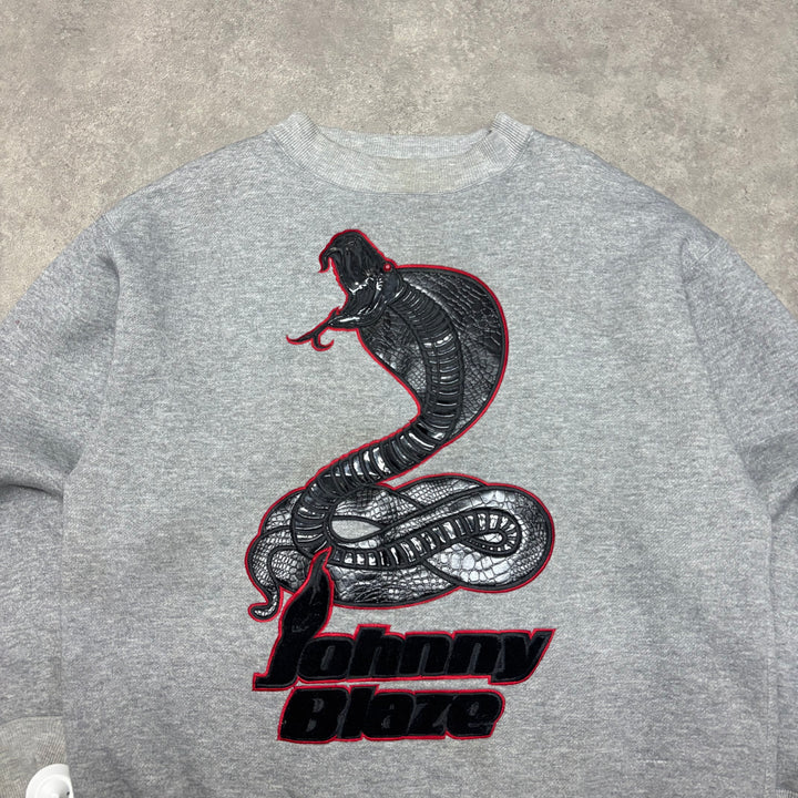 90's Vitnage Johnny Blaze Grey Graphic Sweatshirt (XL)