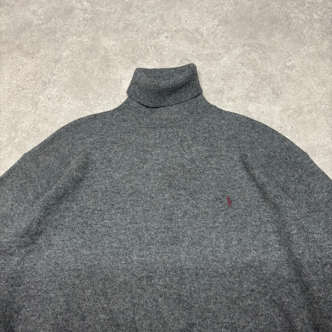 Vintage Polo Ralph Lauren Grey Turtle Neck Knitted Sweater (XXL)