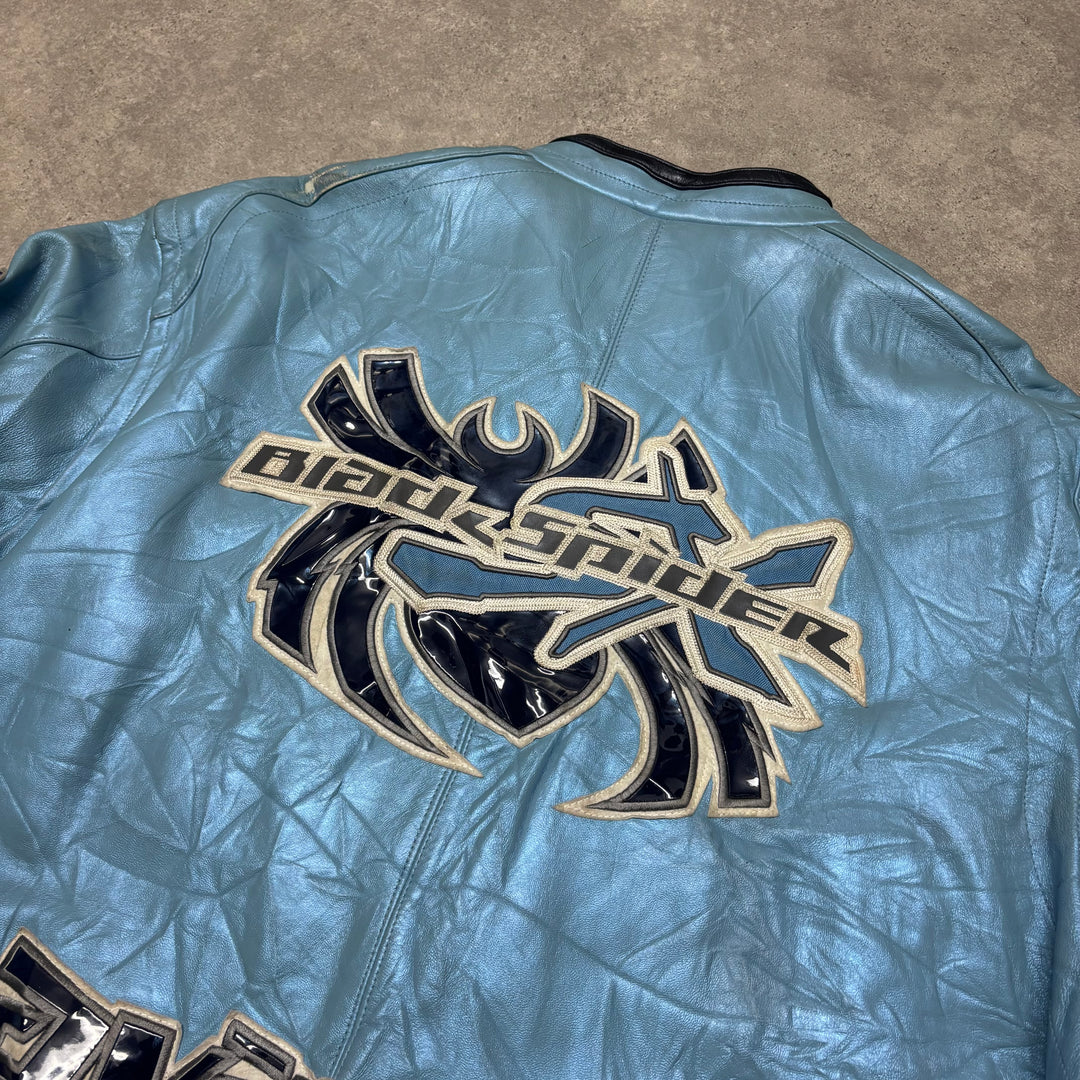 Vintage Avirex Blue Leather Spell Out Jacket (4XL)