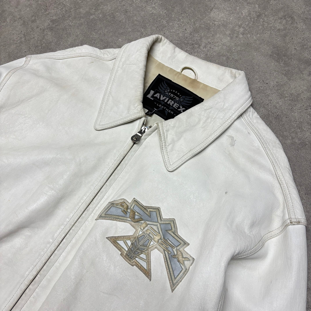 Vintage Avirex White Leather Jacket (3XL)