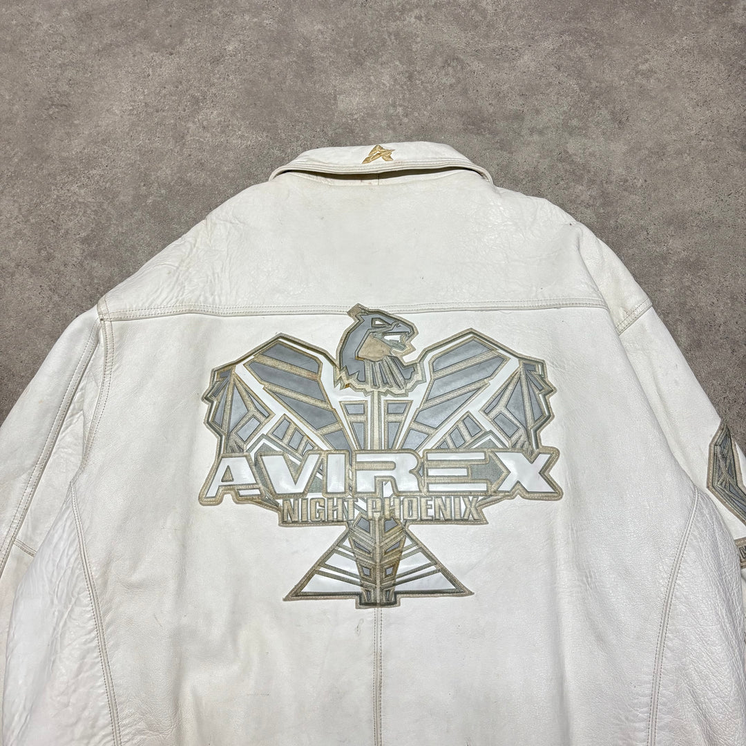 Vintage Avirex White Leather Jacket (3XL)