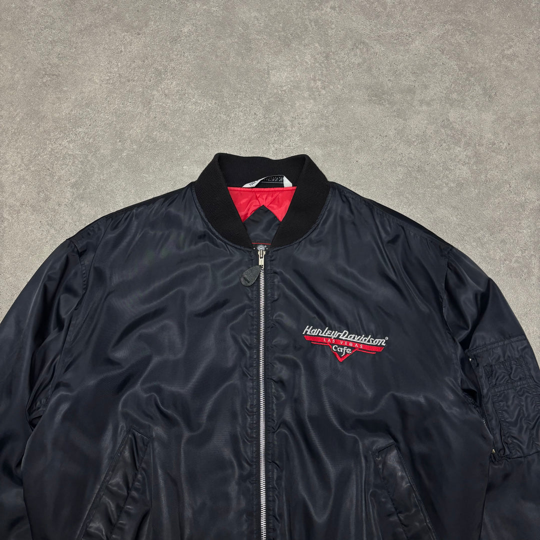 Vintage Harley Davidson Black Bomber Jacket (S)