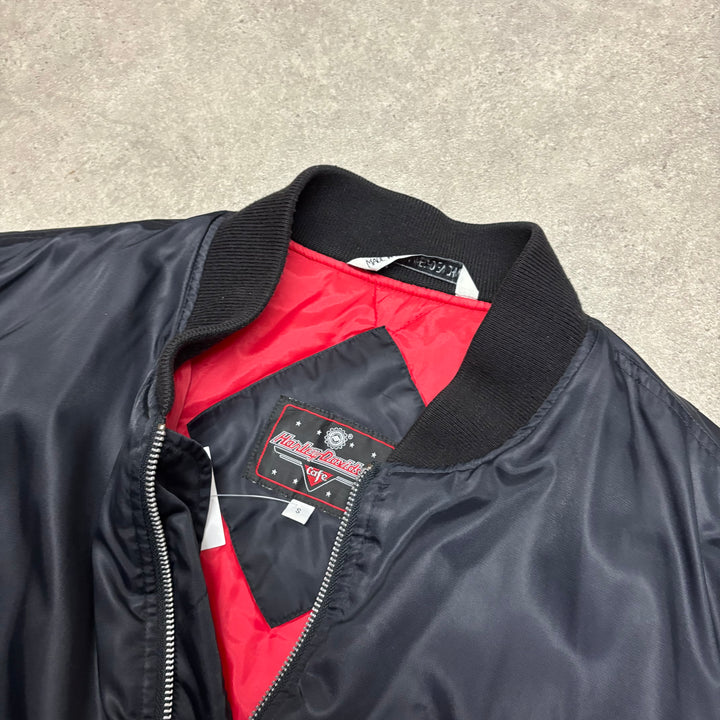 Vintage Harley Davidson Black Bomber Jacket (S)