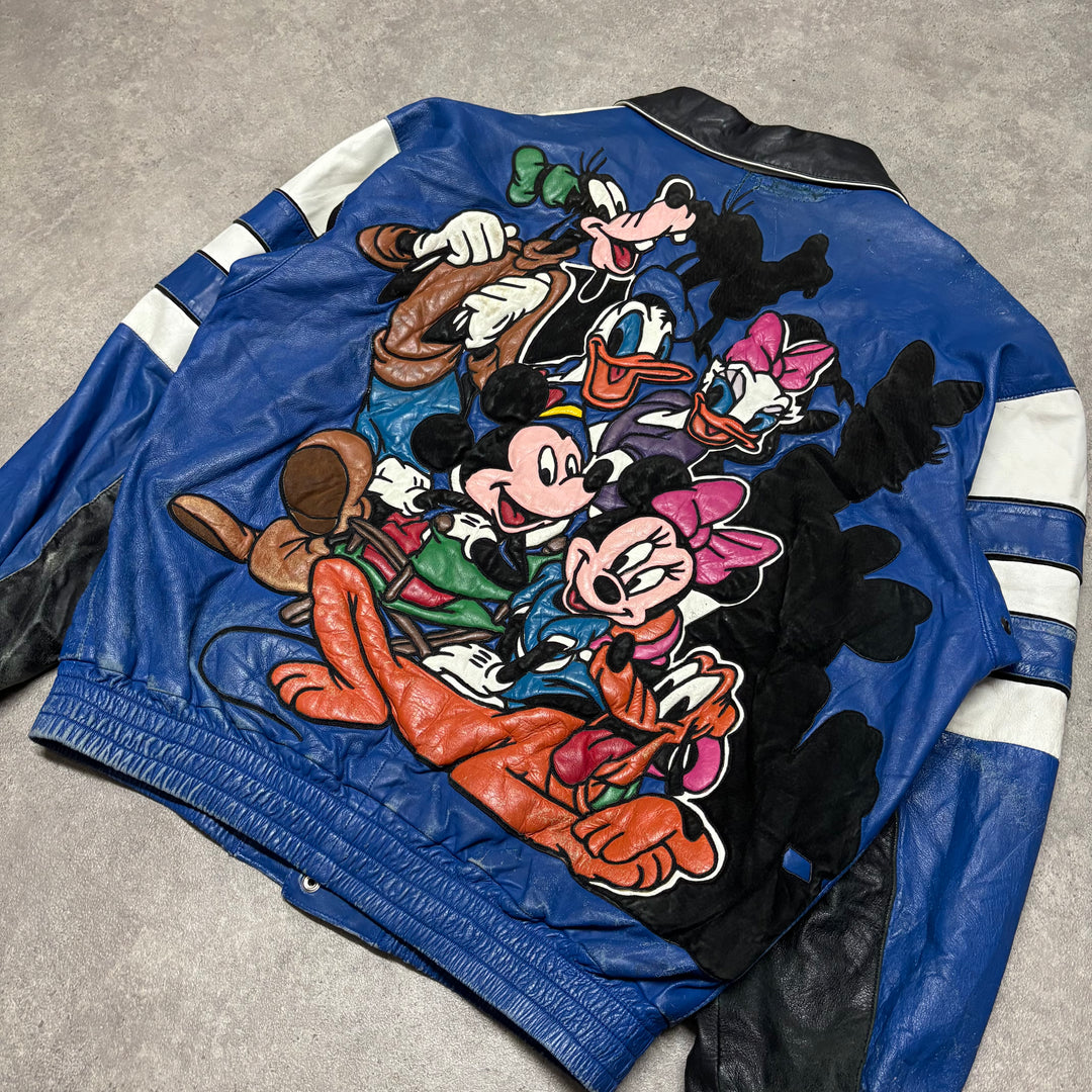 Vintage Disney Blue Leather Jacket (XL)