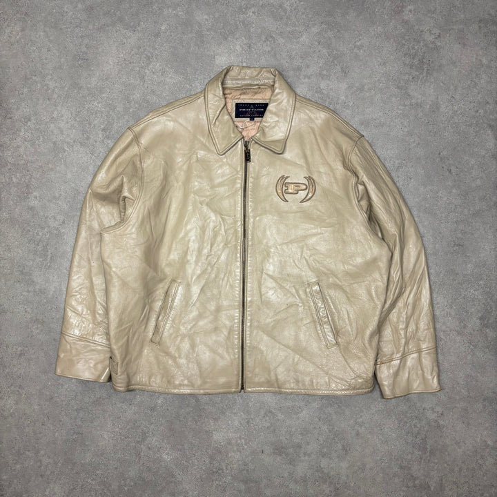 Vintage Phat Farm Beige Leather Jacket (5XL)