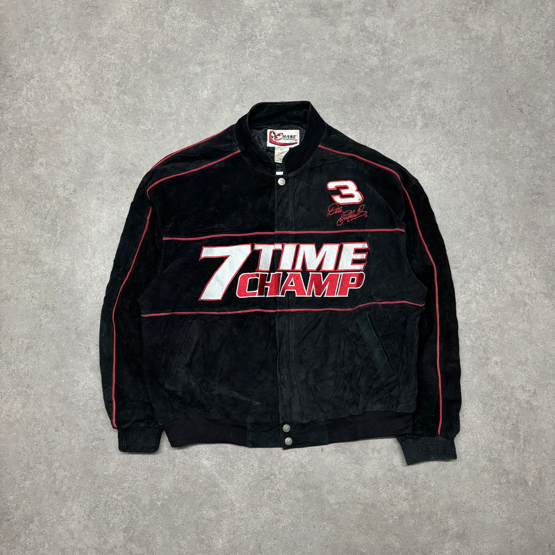 Vintage Nascar Suede Black Racing Jacket (XXL)