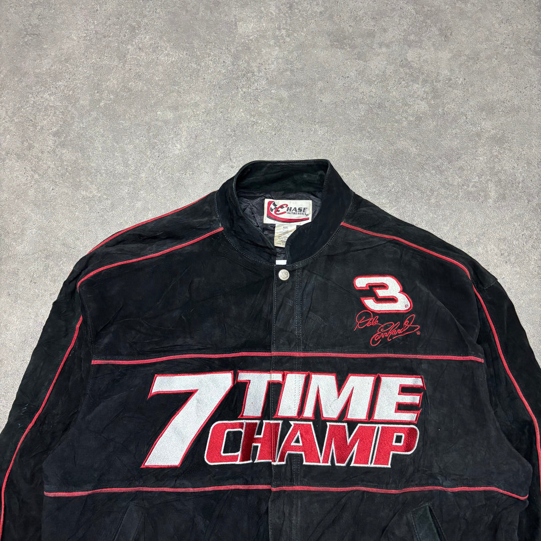 Vintage Nascar Suede Black Racing Jacket (XXL)