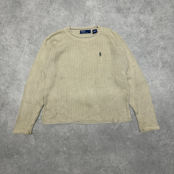 Polo Ralph Lauren Crew Neck Knit Jumper Size M Beige