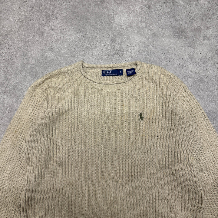 Polo Ralph Lauren Crew Neck Knit Jumper Size M Beige