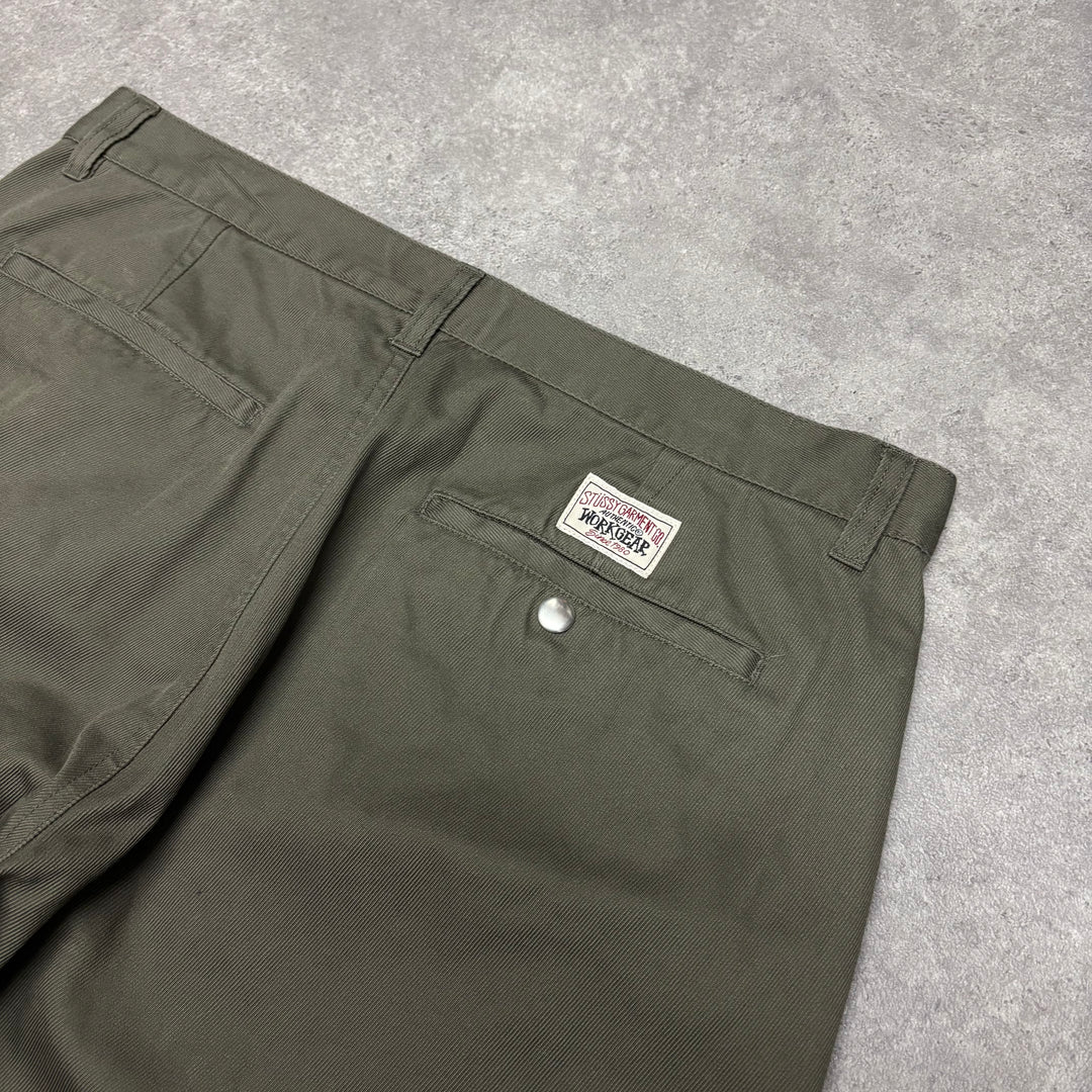 Stussy Workgear Khaki Loose Fit Trousers (34x30)