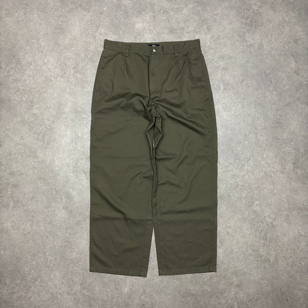 Stussy Workgear Khaki Loose Fit Trousers (34x30)