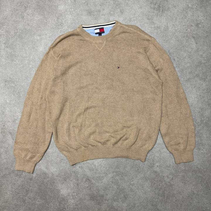 Tomy Hilfiger Crew Neck Heavy Knit Jumper Size XL Beige