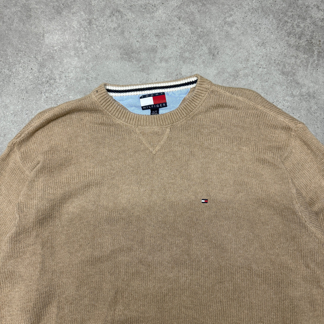 Tomy Hilfiger Crew Neck Heavy Knit Jumper Size XL Beige