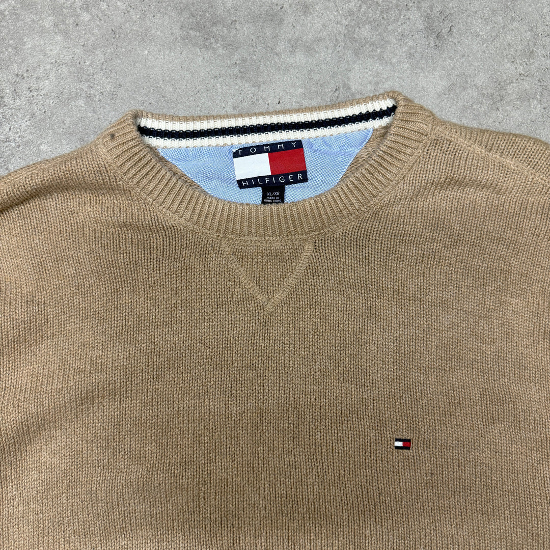 Tomy Hilfiger Crew Neck Heavy Knit Jumper Size XL Beige