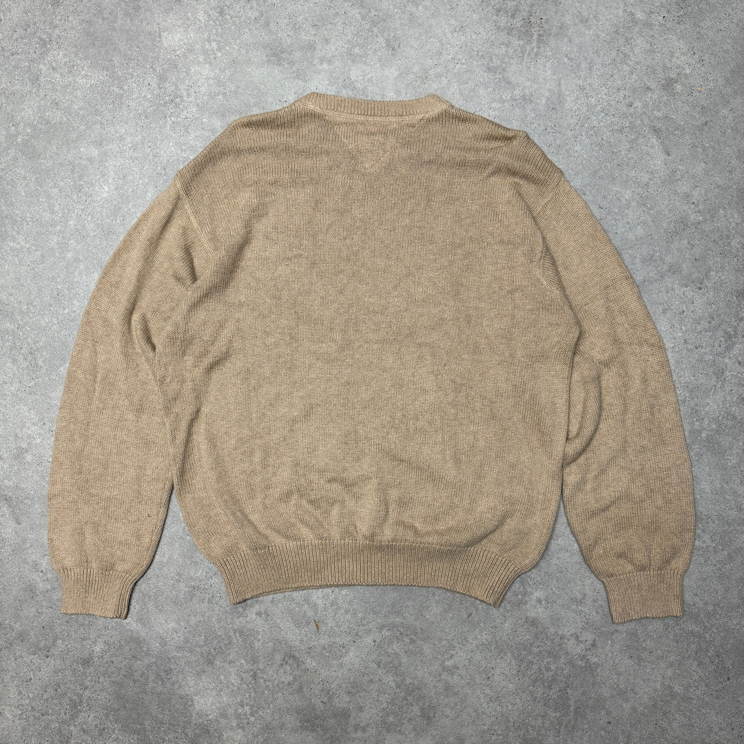 Tomy Hilfiger Crew Neck Heavy Knit Jumper Size XL Beige