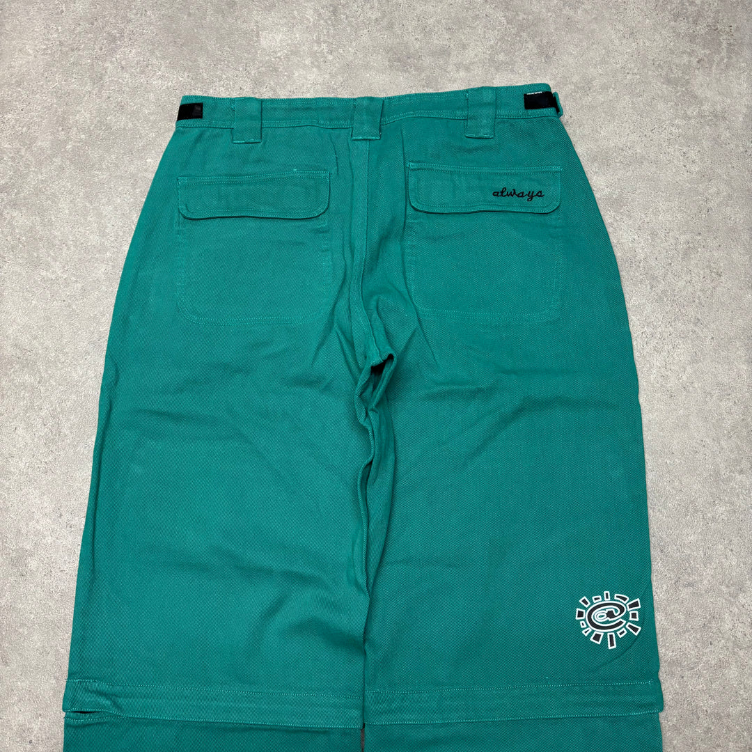 Always Do What You Should Do Turquoise Detachable Leg Loose Fit Trousers (L)