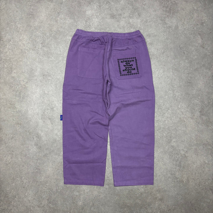 Always Do What You Should Do Purple Relaxed Canvas Trousers (L)