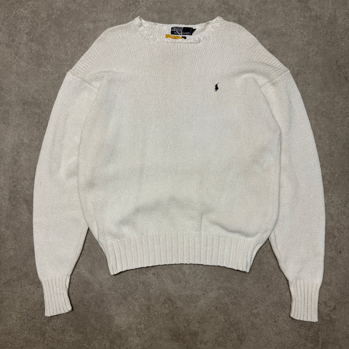 Polo Ralph Lauren Crew Neck Heavy Knit Jumper Size S White