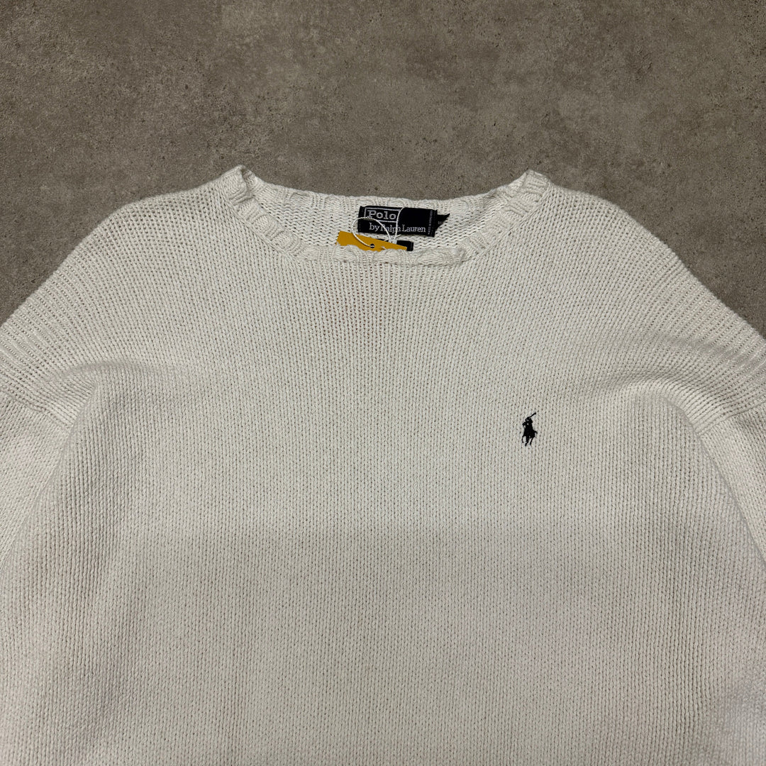 Polo Ralph Lauren Crew Neck Heavy Knit Jumper Size S White