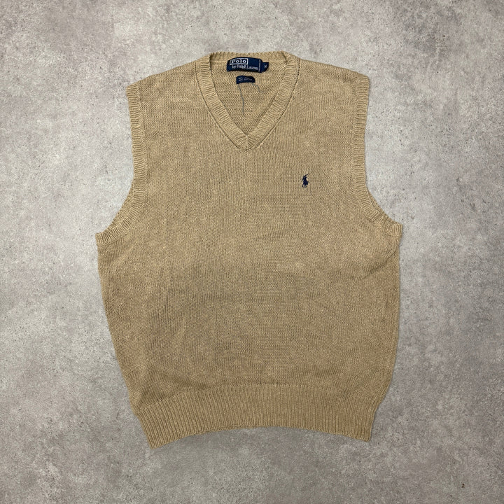 Polo Ralph Lauren V Neck Knit Vest  Size M Brown