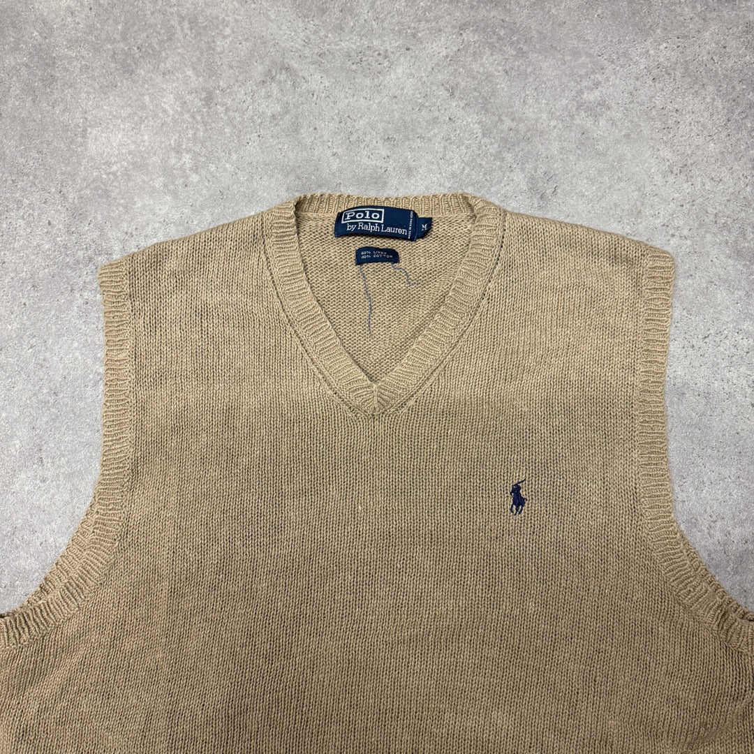 Polo Ralph Lauren V Neck Knit Vest  Size M Brown