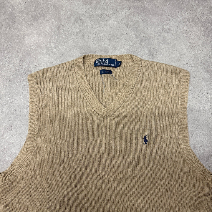 Polo Ralph Lauren V Neck Knit Vest  Size M Brown