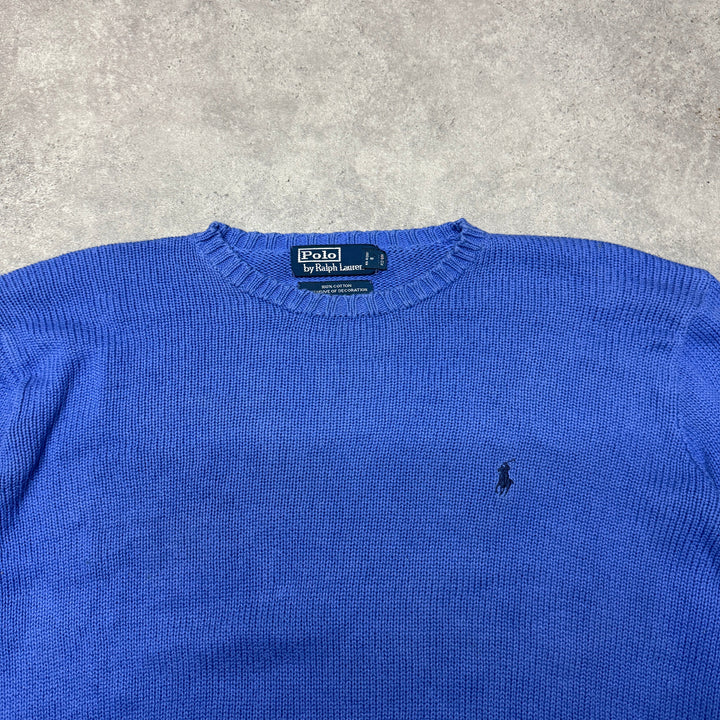 Polo Ralph Lauren Crew Neck Heavy Knit Jumper Size L Blue