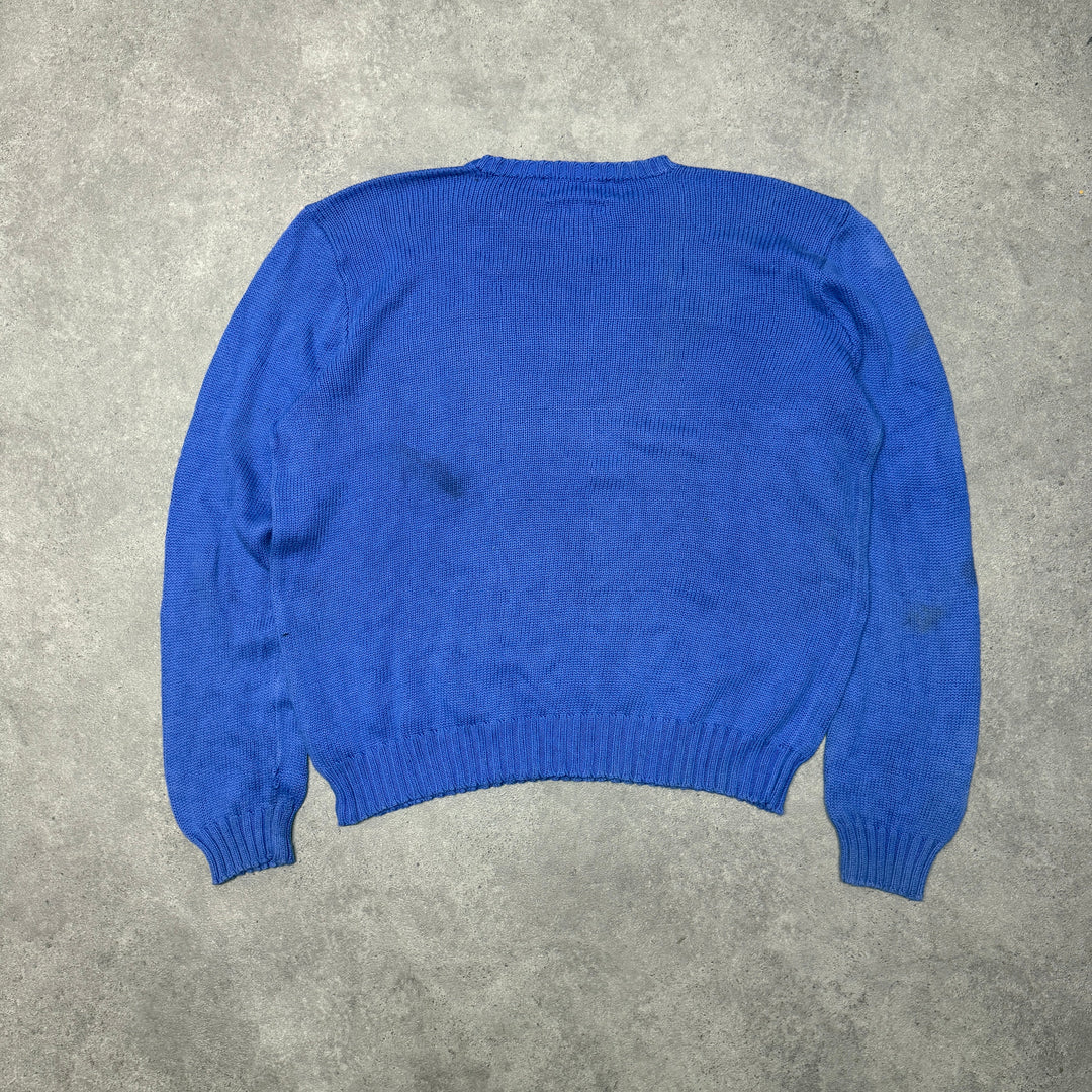 Polo Ralph Lauren Crew Neck Heavy Knit Jumper Size L Blue