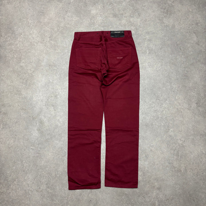 Vintage Stone Island Straight Fit Burgundy Trousers (33x30)