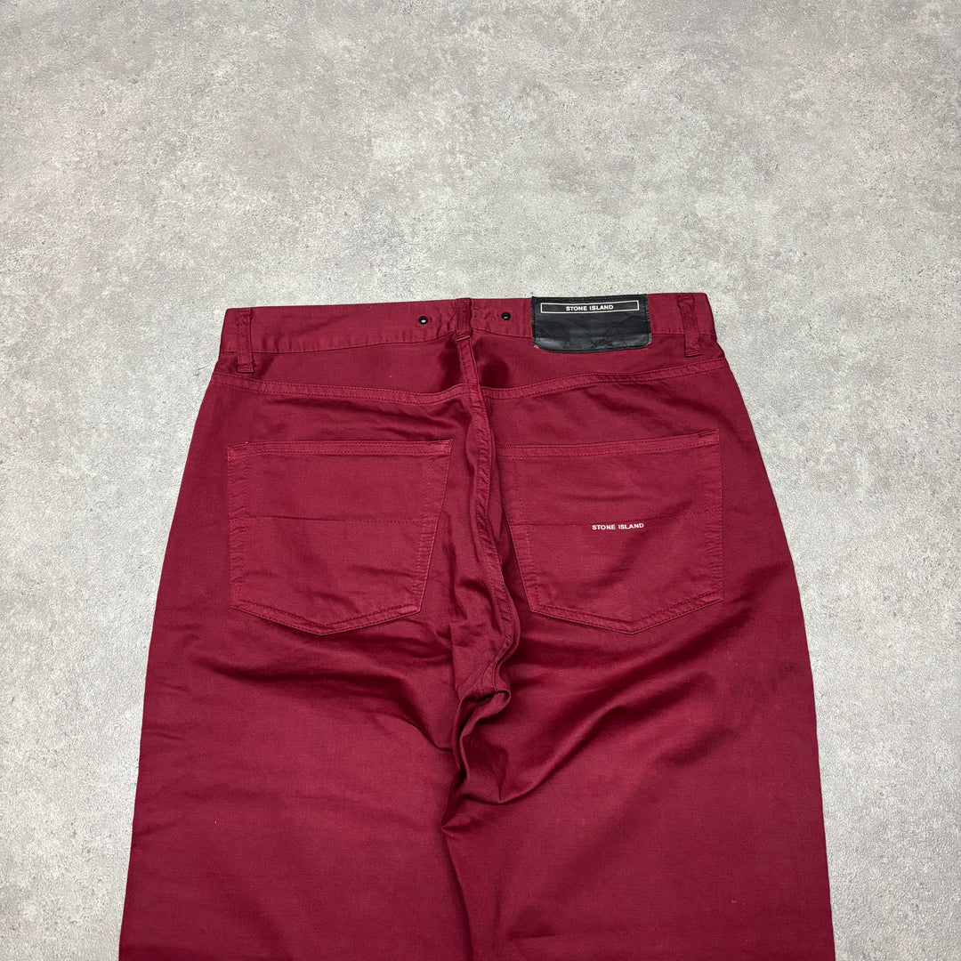 Vintage Stone Island Straight Fit Burgundy Trousers (33x30)