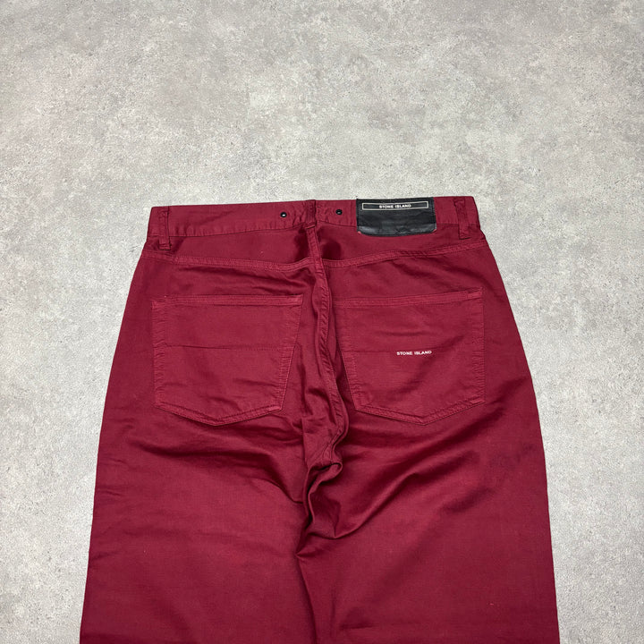 Vintage Stone Island Straight Fit Burgundy Trousers (33x30)