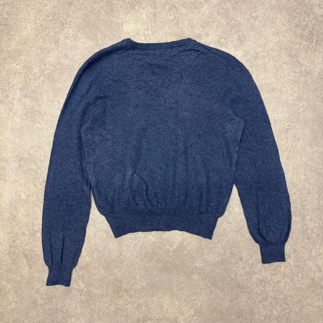 Polo Ralph Lauren V Neck Wool Jumper Women Size M Blue