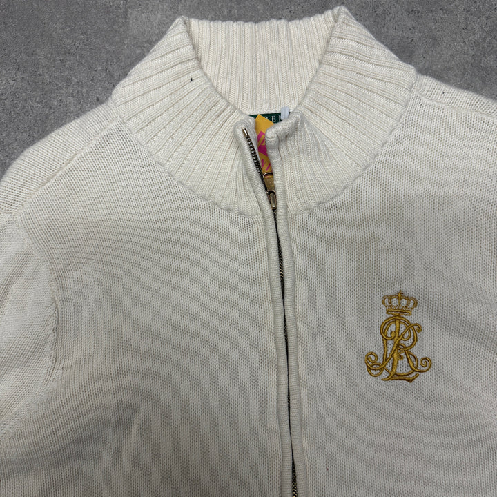 Polo Ralph Lauren Full Zip Knit Cardigan  Size L	White