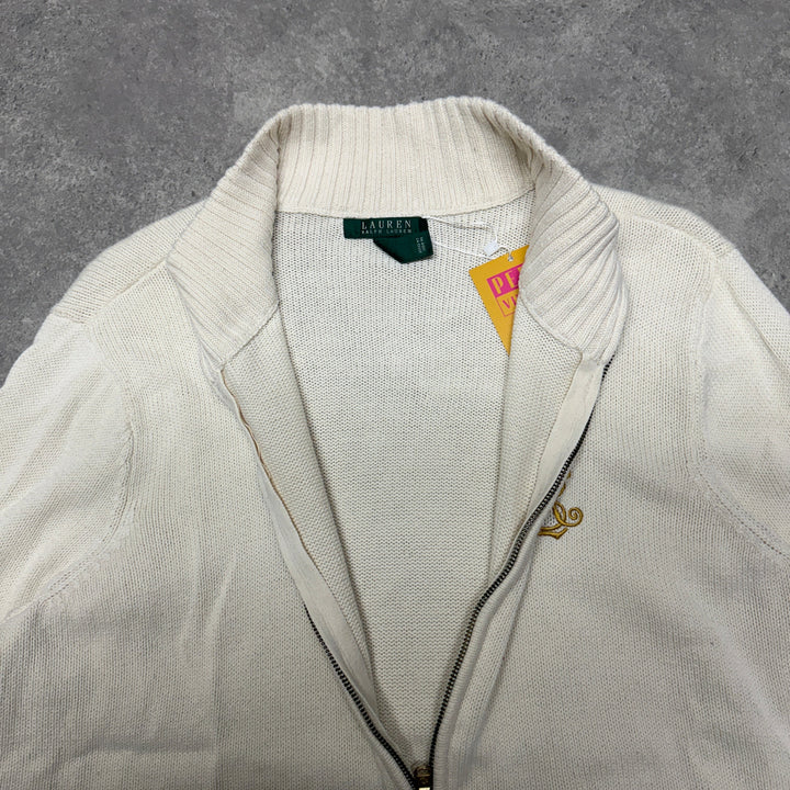 Polo Ralph Lauren Full Zip Knit Cardigan  Size L	White