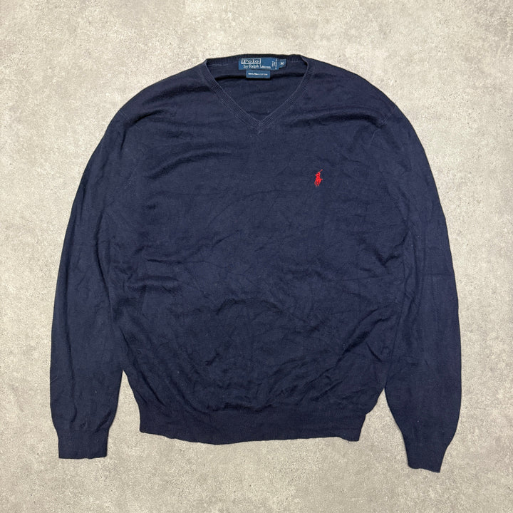 Polo Ralph Lauren V Neck Jumper Size M Navy