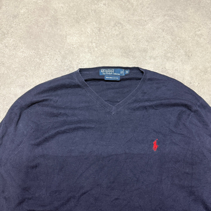 Polo Ralph Lauren V Neck Jumper Size M Navy