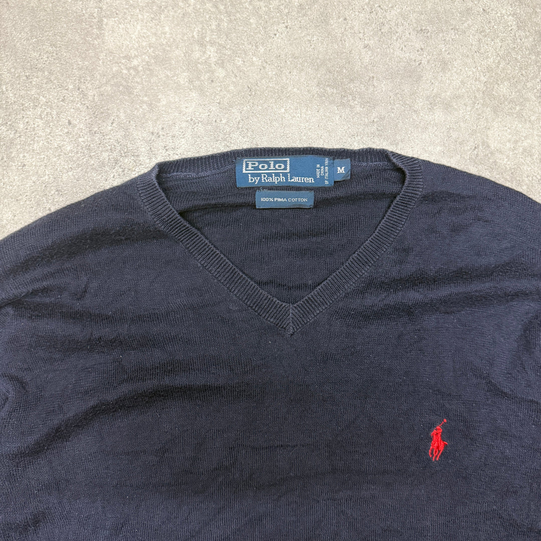 Polo Ralph Lauren V Neck Jumper Size M Navy