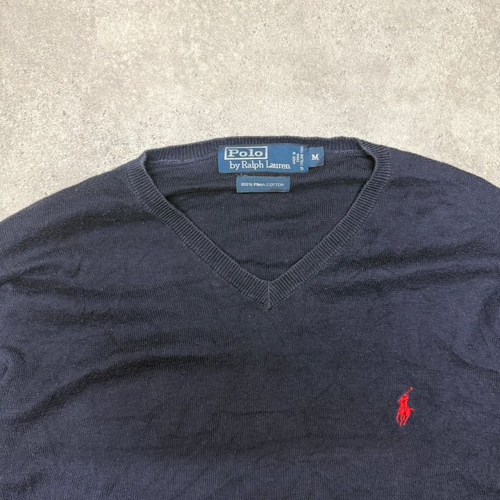 Polo Ralph Lauren V Neck Jumper Size M Navy