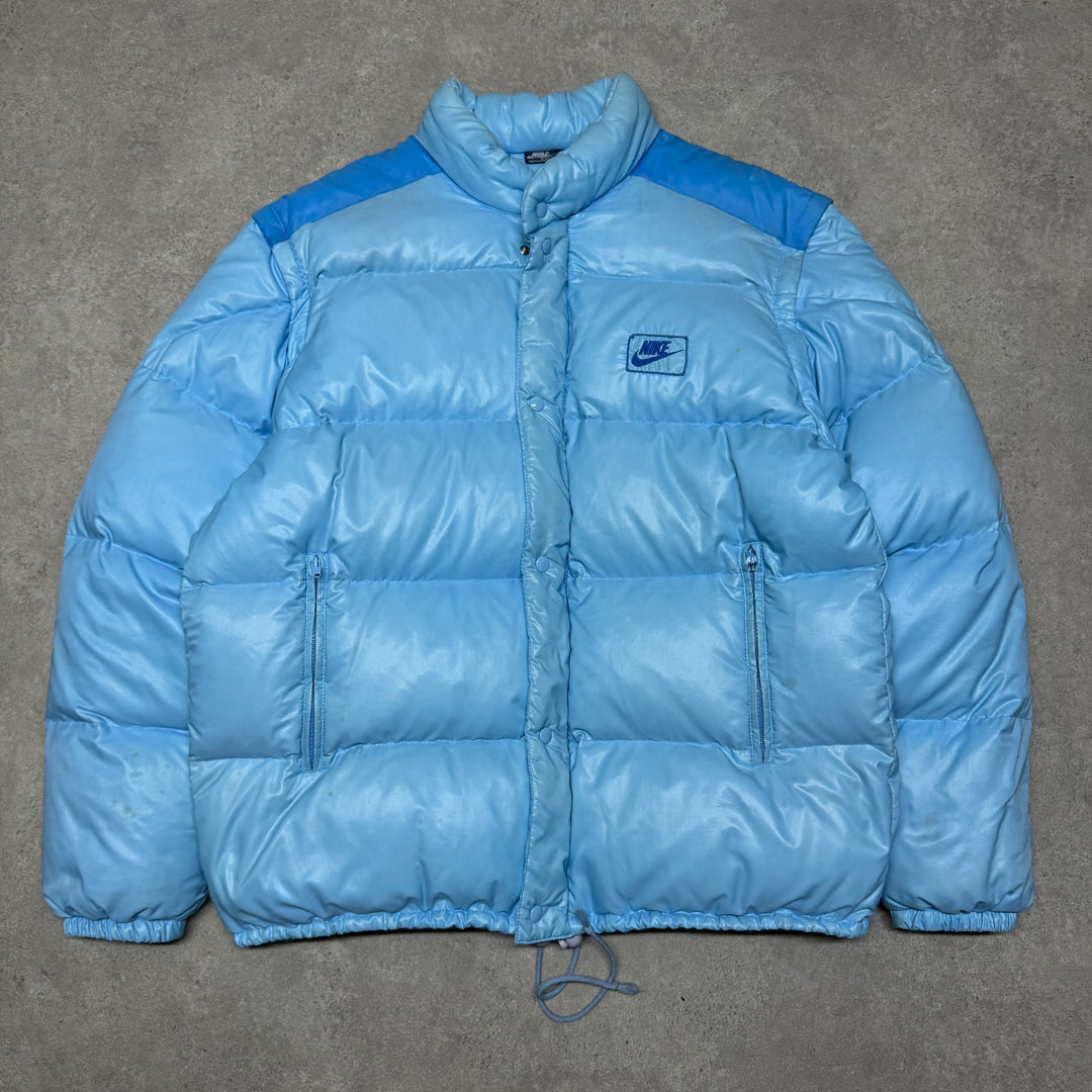 80's Vintage Nike Made In Italy Blue Down Puffer Jacket (XL)